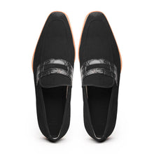 Load image into Gallery viewer, 11-020-BLK MEO 3 Sueded Goatskin Penny Loafer, Black