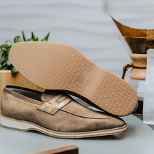 Load image into Gallery viewer, 11-020-TPE MEO 3 Sueded Goatskin Penny Loafer, Taupe