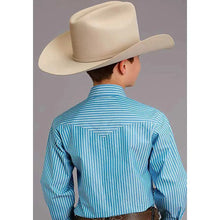 Load image into Gallery viewer, Stetson Candy Strip (Turquoise/White) - Boy's Western Shirt