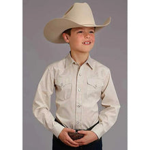 Load image into Gallery viewer, Stetson Two Stripe Check (Yellow/Gold/White) - Boy's Western Shirt