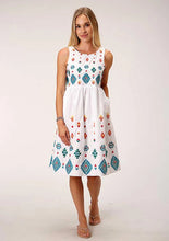 Load image into Gallery viewer, Stetson Bright Schiffli (White) - Women's Sleeveless Cotton Lawn Dress