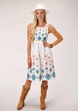 Load image into Gallery viewer, Stetson Bright Schiffli (White) - Women's Sleeveless Cotton Lawn Dress