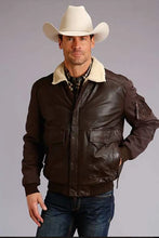 Load image into Gallery viewer, Stetson Bomber Style (Brown) - Men's Leather & Canvas Jacket