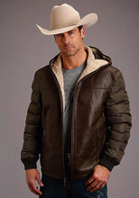 Load image into Gallery viewer, Stetson Novelty Solid Hooded Jacket (Brown) - Men's Leather Jacket