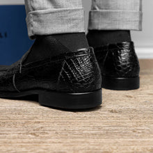 Load image into Gallery viewer, 11-201-BKM ROMA Crocodile Penny Loafer, Black