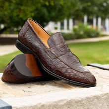 Load image into Gallery viewer, 11-201-CGM ROMA Crocodile Penny Loafer, Cognac