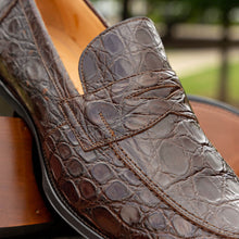 Load image into Gallery viewer, 11-201-CGM ROMA Crocodile Penny Loafer, Cognac