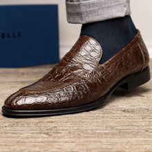 Load image into Gallery viewer, 11-201-CGM ROMA Crocodile Penny Loafer, Cognac