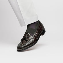 Load image into Gallery viewer, 11-582-NIC FRANCO Crocodile Tassel Loafer, Nicotine
