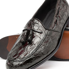 Load image into Gallery viewer, 11-582-NIC FRANCO Crocodile Tassel Loafer, Nicotine