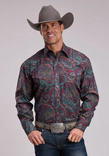 Load image into Gallery viewer, Stetson 3202 Lodge Paisley (Wine) - Men's Western Shirt