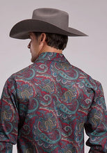 Load image into Gallery viewer, Stetson 3202 Lodge Paisley (Wine) - Men's Western Shirt