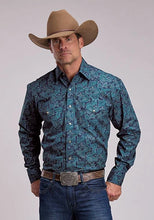 Load image into Gallery viewer, Stetson 3207 Marine Paisley (Azure Blue) - Men's Western Shirt