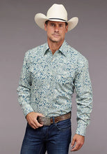 Load image into Gallery viewer, Stetson 2034 Tonal Paisley (Blue) - Men's Western Shirt