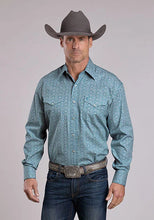 Load image into Gallery viewer, Stetson 2573 Tile Medallion (Blue) - Men's Western Shirt
