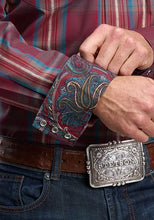 Load image into Gallery viewer, Stetson 3210 Dobby Plaid (Wine) - Men's Western Shirt