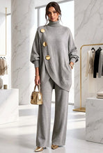 Load image into Gallery viewer, Women's Asymmetric High-Neck Sweater & Wide-Leg Pants Set