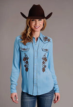 Load image into Gallery viewer, Stetson 1912 Crepe (Blue) - Women's Blouse