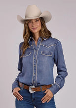 Load image into Gallery viewer, Stetson Tencel Denim (Blue) - Women's Western Shirt