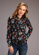 Load image into Gallery viewer, Stetson 00897 Feather Floral (Black) - Women's Blouse