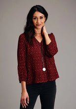 Load image into Gallery viewer, Stetson 1770 Western Ditzy V-Neck (Wine) - Women's Blouse