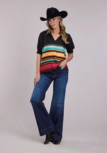 Load image into Gallery viewer, Stetson 2912 Border Print (Black) - Women's Blouse