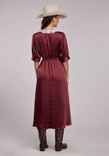 Load image into Gallery viewer, Stetson 2917 Lace Neckline (Wine) - Women's Satin Dress