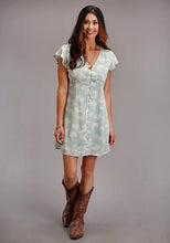 Load image into Gallery viewer, Stetson V-Neck Feather Dress (Light Blue) - Women's Dress