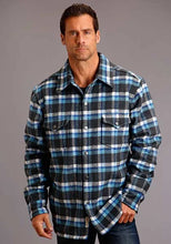 Load image into Gallery viewer, Stetson Plaid Flannel (Blue) - Men's Wool Shirt Jacket