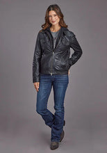 Load image into Gallery viewer, Stetson Hooded Jean Style (Black) - Women's Leather Jacket