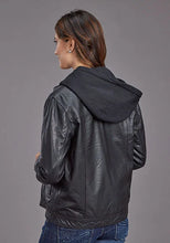 Load image into Gallery viewer, Stetson Hooded Jean Style (Black) - Women's Leather Jacket