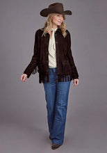 Load image into Gallery viewer, Stetson Fringed Button Front (Brown) - Women's Suede Leather Jacket