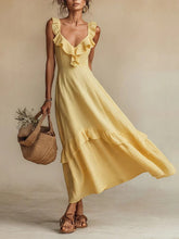 Load image into Gallery viewer, Sleeveless Ruffle Detail High-Waist Maxi Dress – 7 Colors, S–3XL
