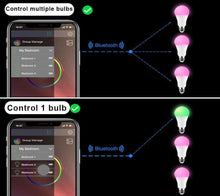Load image into Gallery viewer, 110V 220V Bluetooth E27 RGBW LED Bulb Lights 5W 10W 15W RGB Lampada Changeable Colorful RGBWW LED Lamp With Remote+Memory Mode Smart Light Bulbs, RGBCW Color Changing Light Bulb Dimmable, 7W A19 led Bulb 60W Equivalent, Smart Bulbs That Work