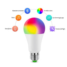 Load image into Gallery viewer, 110V 220V Bluetooth E27 RGBW LED Bulb Lights 5W 10W 15W RGB Lampada Changeable Colorful RGBWW LED Lamp With Remote+Memory Mode Smart Light Bulbs, RGBCW Color Changing Light Bulb Dimmable, 7W A19 led Bulb 60W Equivalent, Smart Bulbs That Work
