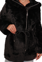 Load image into Gallery viewer, Mink-Effect Hooded Coat