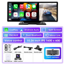 Load image into Gallery viewer, 11.26 inch Car DVR 4K Dash Cam Dual Lens Wireless Carplay & Android Auto Video Recorder Monitor GPS Navigation 5G Wifi FM AUX