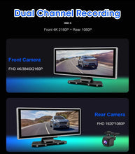 Load image into Gallery viewer, 11.26 inch Car DVR 4K Dash Cam Dual Lens Wireless Carplay & Android Auto Video Recorder Monitor GPS Navigation 5G Wifi FM AUX