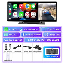 Load image into Gallery viewer, 11.26 inch Car DVR 4K Dash Cam Dual Lens Wireless Carplay & Android Auto Video Recorder Monitor GPS Navigation 5G Wifi FM AUX