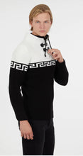 Load image into Gallery viewer, Suslo Couture Men's Black & White Pullover Sweater | Meander Print