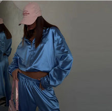 Load image into Gallery viewer, Satin Wide-Leg Two-Piece Set
