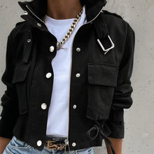 Load image into Gallery viewer, Women’s stand collar drawstring hem jacket