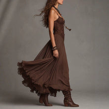 Load image into Gallery viewer, Chiffon V-Neck Backless Flowy Maxi Dress – Women's Elegant A-Line Long Dress