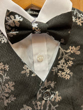 Load image into Gallery viewer, Kids World Of USA Black/Silver Vest Set with matching bow tie and white dress shirt