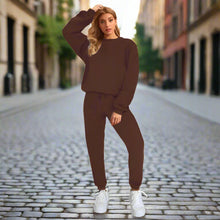 Load image into Gallery viewer, 👚 Women's Solid Color Round Neck Pullover Sweatshirt & Pants Set