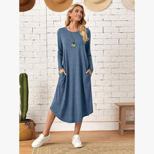 Load image into Gallery viewer, Women's Cotton Maxi Dress – Solid Color Long Sleeve A-Line with Pockets