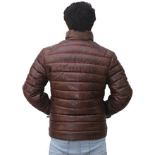 Load image into Gallery viewer, Men's Leather Puffer Down Jacket