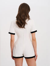 Load image into Gallery viewer, Idina Business Casual White Romper with Black Trim