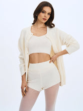 Load image into Gallery viewer, Selene White Wool-Blend Ribbed Knit V-Neck Top