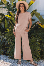 Load image into Gallery viewer, Solid Corded T-Shirt and Pants Set